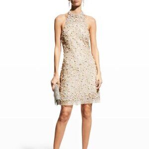 Aidan by Aidan Mattox Beaded Halter Swing Dress